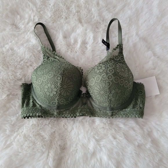 ⚘️AERIE REAL POWER PLUNGE PUSH UP JOY LACE BRA SIZE 36B - Picture 3 of 6